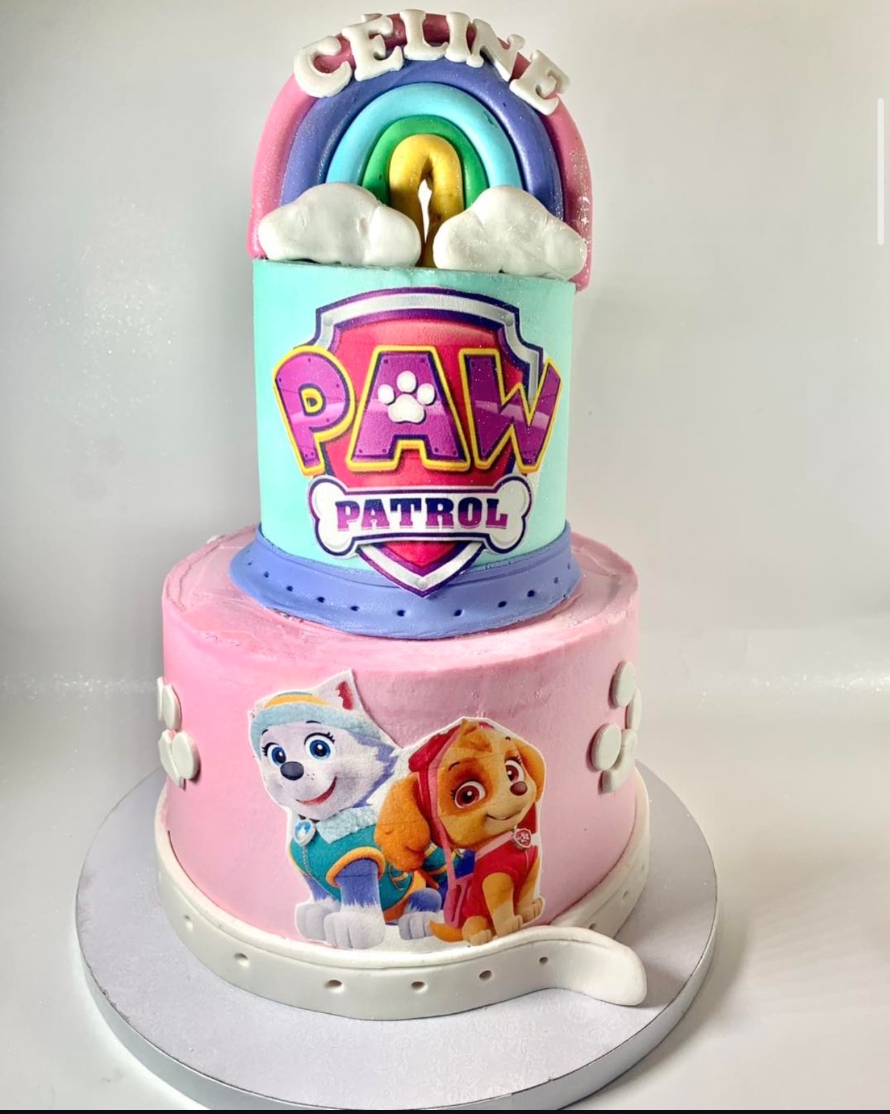 Paw Patrol themed birthday cake rainbow