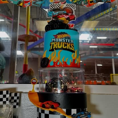 Hot Wheels Monster Trucks display tower cake